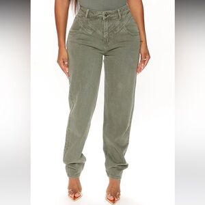Simmer Down Loose Straight Leg Jean - Green - Fashion Nova NWT